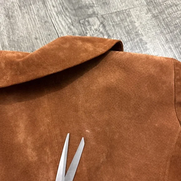 Hot in Hollywood Suede Leather Beaded Floral Embellished Long Jacket - Picture 10 of 11